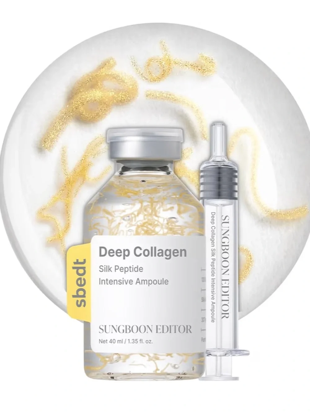 Sungboon Editor Deep Collagen Silk Peptide Ampoule - White & Gold